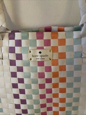 kate spade Woven Tote in White, Pink, Purple, Orange, Mint